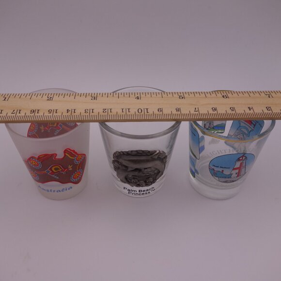 Set of 3 Shot Glasses-Australia-Palm Beach Princess-Lighthouses of New Brunswick - Picture 2 of 16